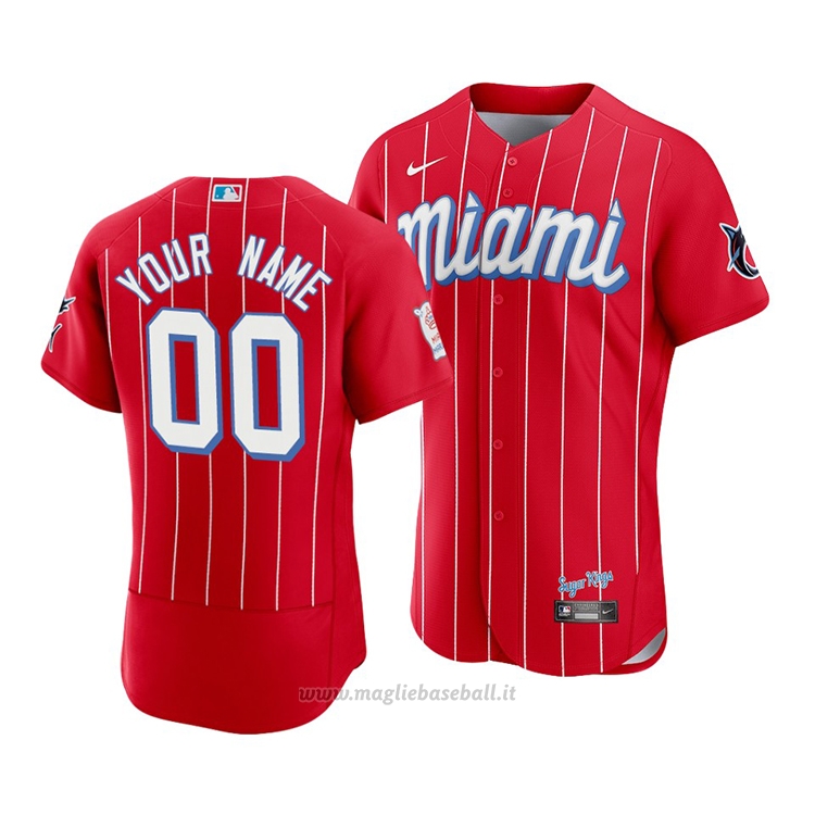Maglia Baseball Uomo Miami Marlins Custom 2021 City Connect Autentico Rosso